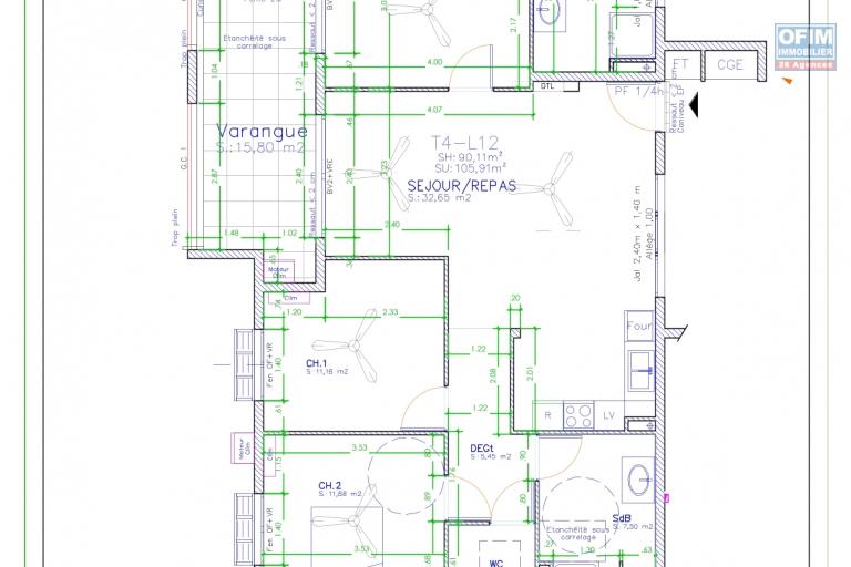 A VENDRE APPARTEMENT F4 DE 103.31 M2  AU CENTRE VILLE DE  SAINT DENIS - APPARTEMENT