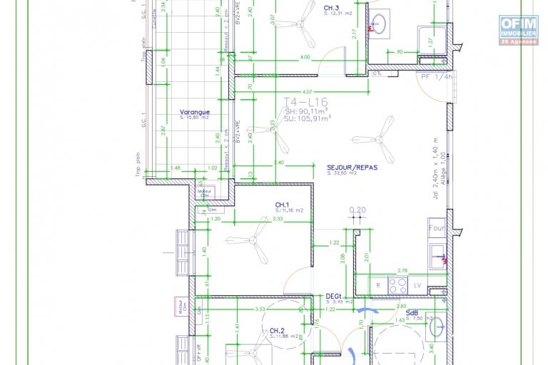 A VENDRE APPARTEMENT F4 DE 102.64 M2  AU CENTRE VILLE DE  SAINT DENIS - APPARTEMENT