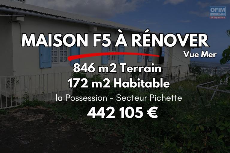 Occasion &agrave; saisir vue mer extraordinaire - Maison de 176 m2 &agrave; r&eacute;nover sur un terrain de 846 m2  - PICHETTE &agrave; LA POSSESION