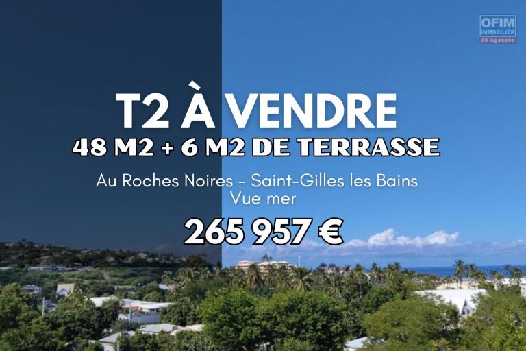 A Vendre T2 de 48 m2 au Roches Noires - Saint-Gilles avec vue mer - 265 957€
