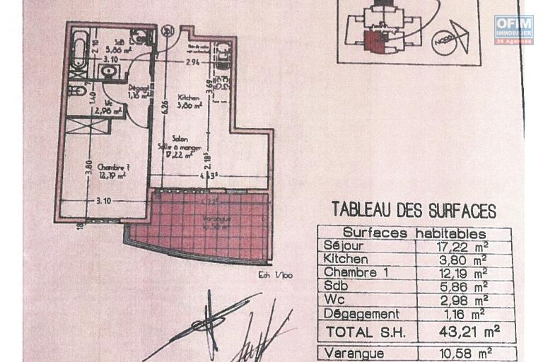 A vendre T2 dans la  residence Coquelicot 3, chemin finette &agrave; Ste Clotilde