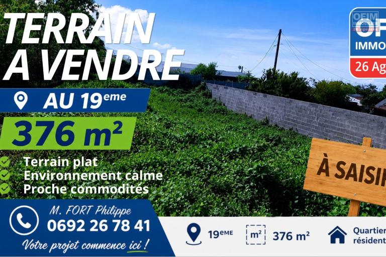  Terrain de 376 m2 viabilis&eacute; &agrave; ne pas manquer &ndash; 19ᵉ km, Le Tampon &agrave; 107 700&euro;