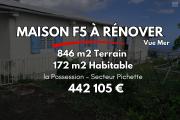 Occasion à saisir vue mer extraordinaire - Maison de 176 m2 à rénover sur un terrain de 846 m2 - PICHETTE à LA POSSESION