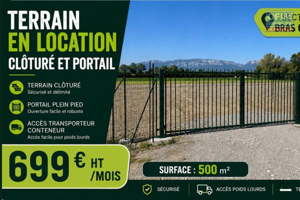 A LOUER | Terrain plat de 500 m2 clôturé avec portail, secteur Bras Creux