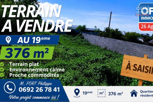  Terrain de 376 m2 viabilis&eacute; &agrave; ne pas manquer &ndash; 19ᵉ km, Le Tampon &agrave; 107 700&euro;